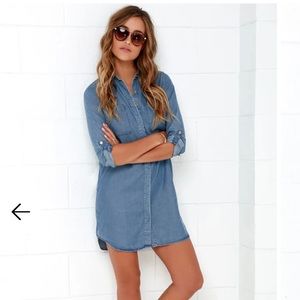 Lulus Shirt and Sweet Blue Chambray Shirt Dress Women’s Size Small